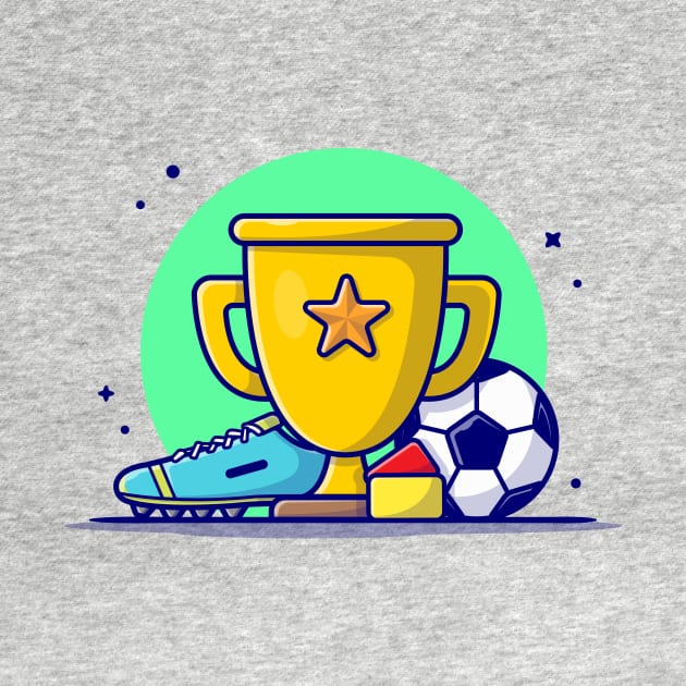 Soccer Sport Trophy with Soccer Ball and Shoes Cartoon Vector Icon Illustration by Catalyst Labs